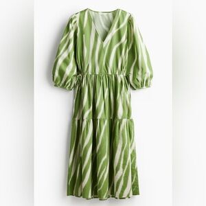 H&M Green and White Patterned Dress